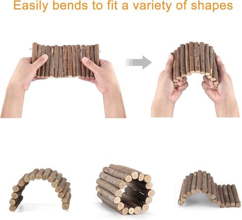 Filhome 2pcs Hamster Bridges, Rat Bendy Long Suspension Bridges and Guinea Pig Bendable Tunnel, Bendable Hamster Ladder Gerbil Wooden Ramp Chinchilla Chews Toys for Small Animals Cage Accessories in Saudi Arabia