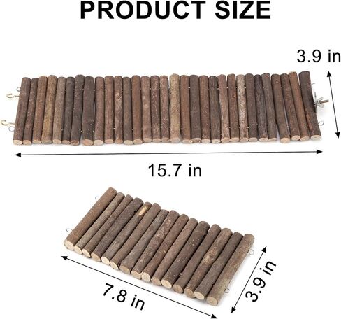 Filhome 2pcs Hamster Bridges, Rat Bendy Long Suspension Bridges and Guinea Pig Bendable Tunnel, Bendable Hamster Ladder Gerbil Wooden Ramp Chinchilla Chews Toys for Small Animals Cage Accessories in Saudi Arabia