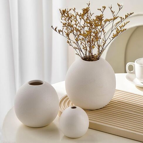 Gold Vase Ceramic Vase Set of 3, Modern Vases for Decor, Gold Vases Home Decor, Round Decorative Vase for Table Centerpiece Wedding Dining Office Gold Living Room Decor in Saudi Arabia