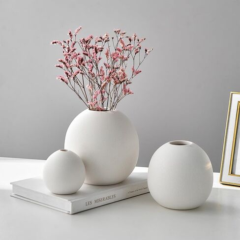 Gold Vase Ceramic Vase Set of 3, Modern Vases for Decor, Gold Vases Home Decor, Round Decorative Vase for Table Centerpiece Wedding Dining Office Gold Living Room Decor in Saudi Arabia