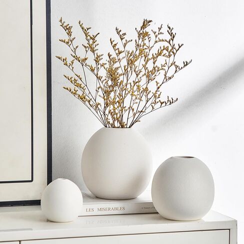 Gold Vase Ceramic Vase Set of 3, Modern Vases for Decor, Gold Vases Home Decor, Round Decorative Vase for Table Centerpiece Wedding Dining Office Gold Living Room Decor in Saudi Arabia