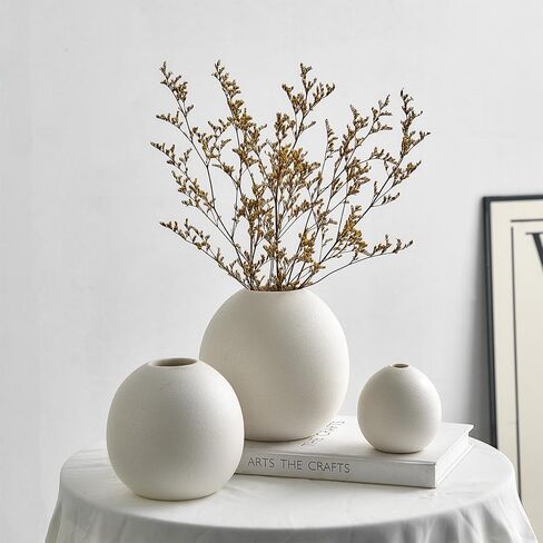 Gold Vase Ceramic Vase Set of 3, Modern Vases for Decor, Gold Vases Home Decor, Round Decorative Vase for Table Centerpiece Wedding Dining Office Gold Living Room Decor in Saudi Arabia