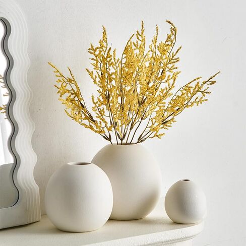 Gold Vase Ceramic Vase Set of 3, Modern Vases for Decor, Gold Vases Home Decor, Round Decorative Vase for Table Centerpiece Wedding Dining Office Gold Living Room Decor in Saudi Arabia