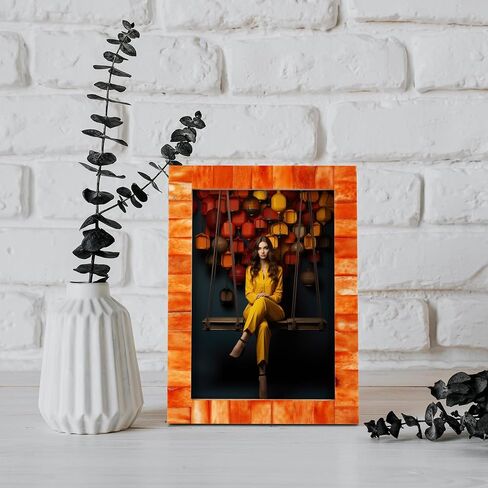 Handicrafts Home 16x20 Poster Frame - Orange Bone Inlay Classic Collection Wall Mount Decorative Picture Frame for Posters, Photos, Diplomas, Certificates, Art Work - Handmade Vintage Home Decor Gift in Kuwait