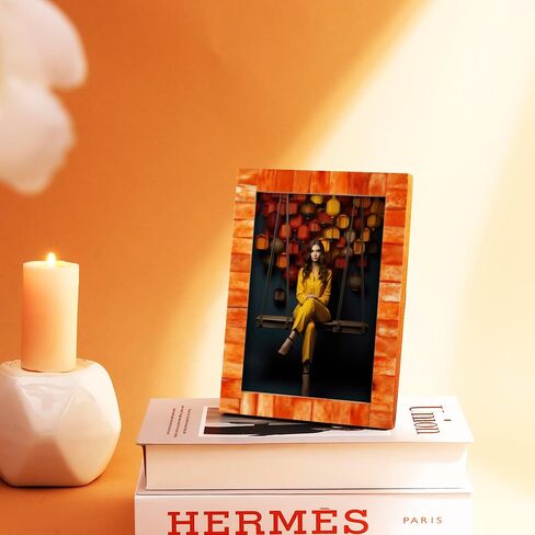 Handicrafts Home 16x20 Poster Frame - Orange Bone Inlay Classic Collection Wall Mount Decorative Picture Frame for Posters, Photos, Diplomas, Certificates, Art Work - Handmade Vintage Home Decor Gift in Kuwait