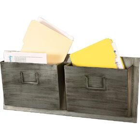 Linon 2 Slot Wall Hanging Mailbox, Distressed 2slot, 29.25" W x 4" D x 12" H (AHW-M2SLOTH-1) in Kuwait