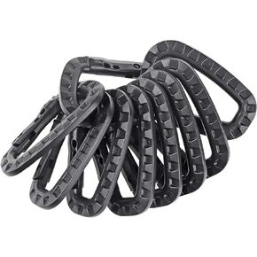 12 Pack Tactical Carabiners Keychain D Rings Spring Snap Gear Clip Utility Hooks Backpack Hanging Buckle Travelling for Camping