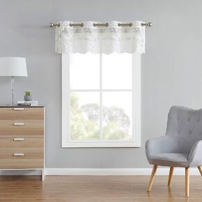 LINENZONE Lisa تصميم ميدالية من الدانتيل المحبوك مع قاعدة صدفية - مقاس 54 بوصة عرض - 18 بوصة طول - 8 حلقات (1 ستارة قصيرة 54 × 18، عاجي) in Kuwait