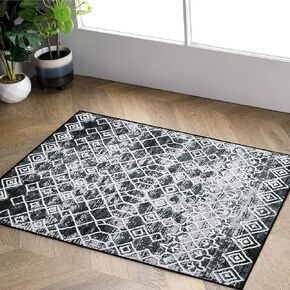 Leesentec Rugs Modern Non-Slip Soft Area Rugs for Living Room/Bedroom/Dining Room Carpet Floor Mat Home Decorative (Black/Grey, 6'6"×8'2") in Saudi Arabia