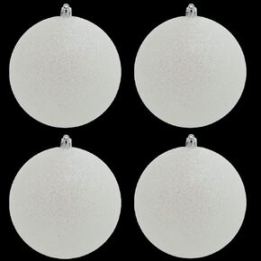 Large 4 Inch White Snowball Ornament (4 Pack) Snow Ball Sparkly Iridescent Christmas Ornament for Winter Theme Valentines Tree Decoration by 4E's Novelty in Saudi Arabia