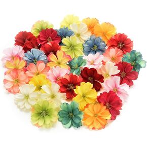 رؤوس زهور وهمية بالجملة للحرف اليدوية الصغيرة زهور حرير صناعية رأس الفاوانيا ديزي ديكور زهرة DIY للمنزل وحفلات الزفاف والسيارة وديكور الزهور المزيفة 50 قطعة 4 سم (ملونة) in Kuwait