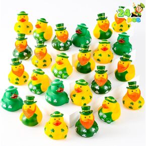 JOYIN 24 Pcs St Patrick Rubber Ducks, St. Patrick's Day Green Rubber Ducks Lucky Ducks with Hats & Shamrock Patterns, Small Kid Bath Toys, St Patrick Gifts for Kids, Party Favors & Decorations in Saudi Arabia