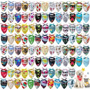 Kacctyen 100 Pcs St. Patrick's Day Dog Pet Bandanas Bulk Dog Scarf Puppy Bibs Seasonal Pet Accessaries Adjustable Dog Cat Outfit Cute Washable Triangle Kerchief for Small to Medium Pet