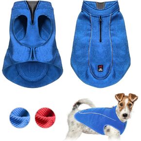 Insulated Fleece Sweater for Dogs | Lightweight Warm Dog Vest | Zipper Port for Harness | Cold Weather Winter Jacket | Rain Snow Repellant Coat | Adjustable for Small Medium Large Girl Dogs (Red/M)