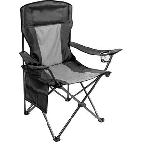 Coastrail Outdoor Padded Folding Camping Chair Quad Arm Chair Lawn Chair with Large Cup Holders, Side & Back Pocket for Camp, Outdoor, Indoor, Fishing, Supports 350lbs in Kuwait
