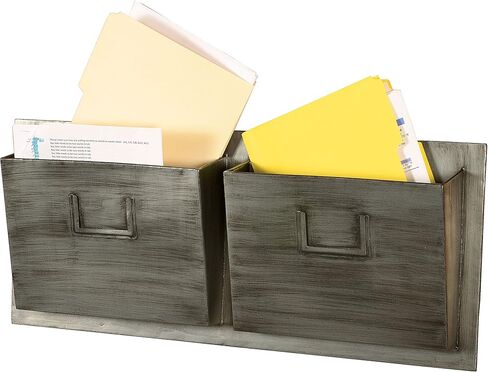 Linon 2 Slot Wall Hanging Mailbox, Distressed 2slot, 29.25" W x 4" D x 12" H (AHW-M2SLOTH-1) in Kuwait