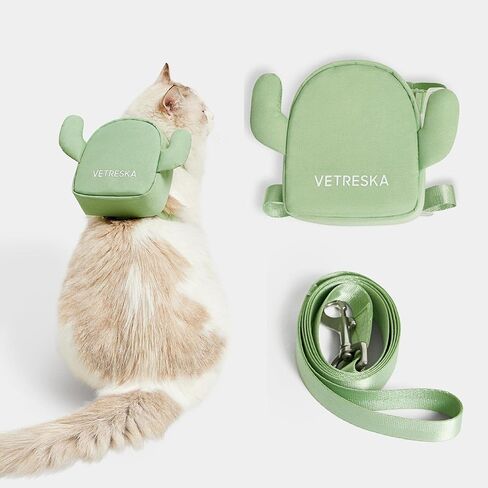 VETRESKA Dog Harness with Leash Set, No Pull Adjustable and Breathable Pet Vest Harness with Cactus Bags for Small Medium Large Dogs and Cats- S in Kuwait
