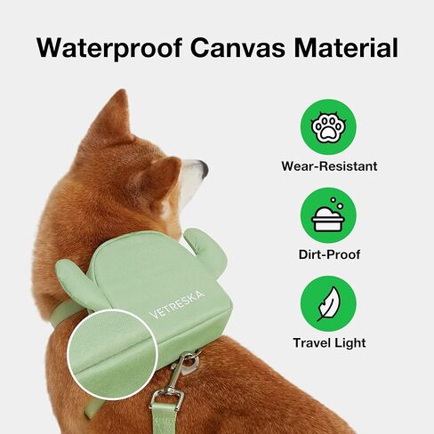 VETRESKA Dog Harness with Leash Set, No Pull Adjustable and Breathable Pet Vest Harness with Cactus Bags for Small Medium Large Dogs and Cats- S in Kuwait