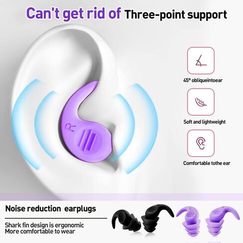 سدادات أذن Dinjunhs سدادات أذن من السيليكون المانعة للضوضاء للنوم، زوجان من سدادات الأذن لتقليل الضوضاء قابلة للغسل وإعادة الاستخدام للنوم والشخير والعمل والدراسة والسباحة والسفر in Kuwait
