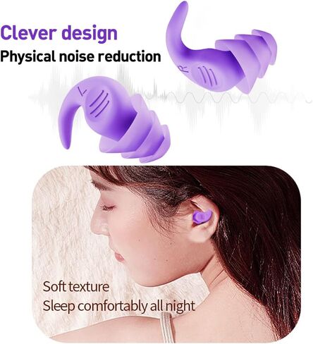 سدادات أذن Dinjunhs سدادات أذن من السيليكون المانعة للضوضاء للنوم، زوجان من سدادات الأذن لتقليل الضوضاء قابلة للغسل وإعادة الاستخدام للنوم والشخير والعمل والدراسة والسباحة والسفر in Kuwait
