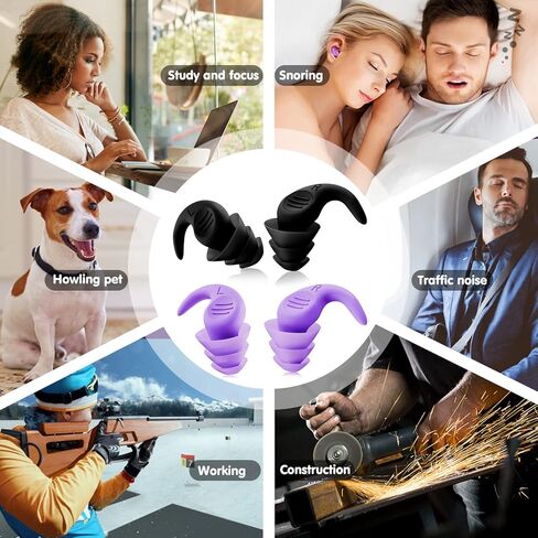سدادات أذن Dinjunhs سدادات أذن من السيليكون المانعة للضوضاء للنوم، زوجان من سدادات الأذن لتقليل الضوضاء قابلة للغسل وإعادة الاستخدام للنوم والشخير والعمل والدراسة والسباحة والسفر in Kuwait