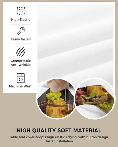 Savannan Dining Room Chair Seat Covers, Red Wine Grape Wooden Barrel Rustic Board Plank Removable Stretch Chair Seat Cushion Slipcovers Protector for Holiday Party Festival Decoration, Set of 4 in Saudi Arabia