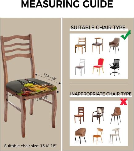 Savannan Dining Room Chair Seat Covers, Red Wine Grape Wooden Barrel Rustic Board Plank Removable Stretch Chair Seat Cushion Slipcovers Protector for Holiday Party Festival Decoration, Set of 4 in Saudi Arabia
