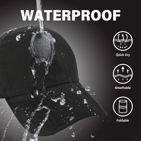 Akkad Kuti Mens Waterproof Cap Foldable Mens Water-Resistant Cap UPF 50+ with Drawstring Storage Bag for Outdoor in Kuwait