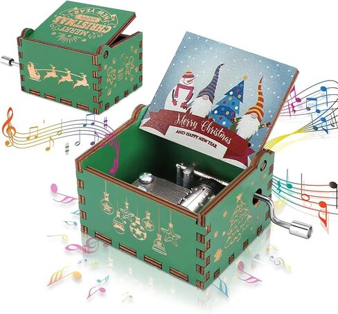 Ozzwolle عيد ميلاد سعيد صندوق الموسيقى، فريدة من نوعها لطيف التماثيل عيد الميلاد صندوق لحن اليد كرنك، العتيقة صناديق موسيقية خشبية منقوشة، حالة الموسيقى الخشبية سانتا كلوز هدايا السنة الجديدة لابنة، ابن، عشاق، الأصدقاء in Kuwait