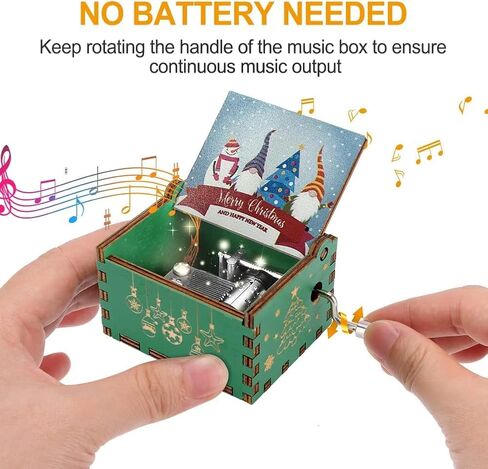 Ozzwolle عيد ميلاد سعيد صندوق الموسيقى، فريدة من نوعها لطيف التماثيل عيد الميلاد صندوق لحن اليد كرنك، العتيقة صناديق موسيقية خشبية منقوشة، حالة الموسيقى الخشبية سانتا كلوز هدايا السنة الجديدة لابنة، ابن، عشاق، الأصدقاء in Kuwait