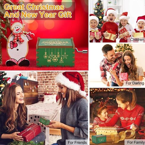 Ozzwolle عيد ميلاد سعيد صندوق الموسيقى، فريدة من نوعها لطيف التماثيل عيد الميلاد صندوق لحن اليد كرنك، العتيقة صناديق موسيقية خشبية منقوشة، حالة الموسيقى الخشبية سانتا كلوز هدايا السنة الجديدة لابنة، ابن، عشاق، الأصدقاء in Kuwait