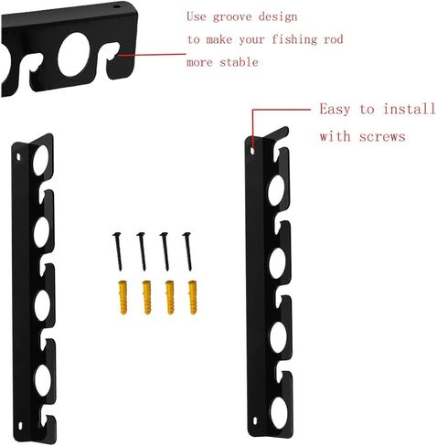 حامل قضيب الصيد من الأكريليك حامل السقف قصبة الصيد رف الحائط ، حامل لقصبة الصيد / رف تخزين الحائط ، قصبة الصيد رف تخزين الجدار للمرآب ، المقصورة والطابق السفلي ، يحمل 8 صنارة صيد (4 قطع) in Kuwait