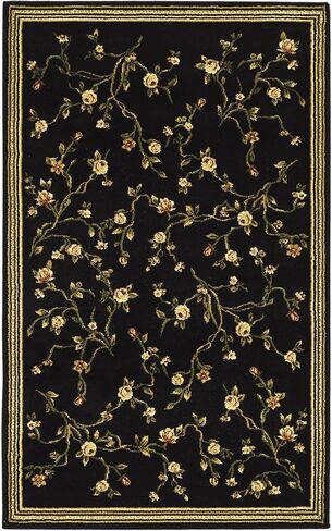 SAFAVIEH Lyndhurst Collection Runner Rug - 2'3" x 8', Black, Traditional Floral Design, Non-Shedding & Easy Care, Ideal for High Traffic Areas in Living Room, Bedroom (LNH220A) in Saudi Arabia
