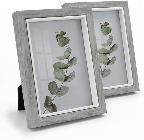 Afuly 4x6 Picture Frames Grey Wood Texture Photo Frame Wall Tabletop Home Gallery Decor, Modern Minimalist Collage Picture Frame Weddings Gifts for Friends Family, Set of 2 in Saudi Arabia