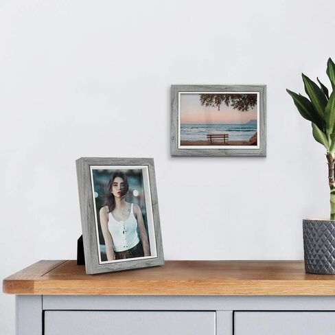 Afuly 4x6 Picture Frames Grey Wood Texture Photo Frame Wall Tabletop Home Gallery Decor, Modern Minimalist Collage Picture Frame Weddings Gifts for Friends Family, Set of 2 in Saudi Arabia