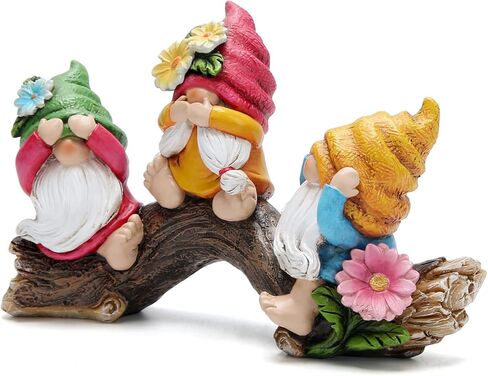 Hodao Spring Hear-No، See-No، Speak-No Gnomes تماثيل ديكورات تماثيل الزهور الحلي الاسكندنافية Tomte Elf ديكور هدايا تماثيل التماثيل الصيفية ديكور طاولة المنزل ديكور التماثيل الربيعية in Kuwait