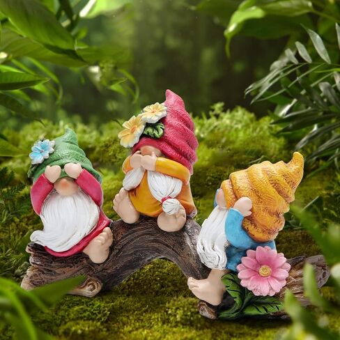 Hodao Spring Hear-No، See-No، Speak-No Gnomes تماثيل ديكورات تماثيل الزهور الحلي الاسكندنافية Tomte Elf ديكور هدايا تماثيل التماثيل الصيفية ديكور طاولة المنزل ديكور التماثيل الربيعية in Kuwait