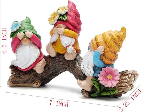 Hodao Spring Hear-No، See-No، Speak-No Gnomes تماثيل ديكورات تماثيل الزهور الحلي الاسكندنافية Tomte Elf ديكور هدايا تماثيل التماثيل الصيفية ديكور طاولة المنزل ديكور التماثيل الربيعية in Kuwait