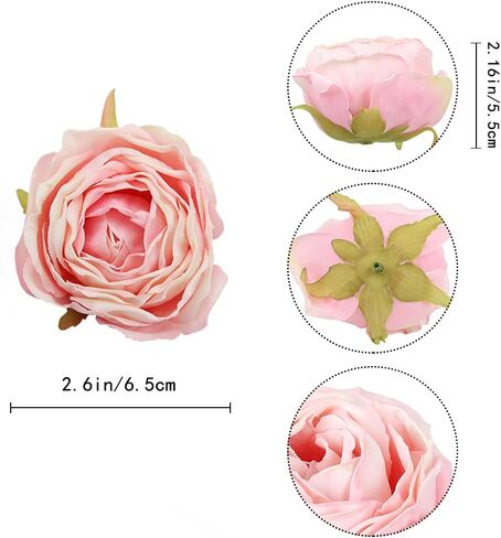 IPOPU Pink Flowers Silk Rose Heads 25PCS Pink Fake Roses Artificial Flowers Real Touch Pink Roses for Wall Decoration Fake Flowers Bouquet Silk Roses Flower Heads Bulk for Wedding Centerpieces (Pink) in Saudi Arabia