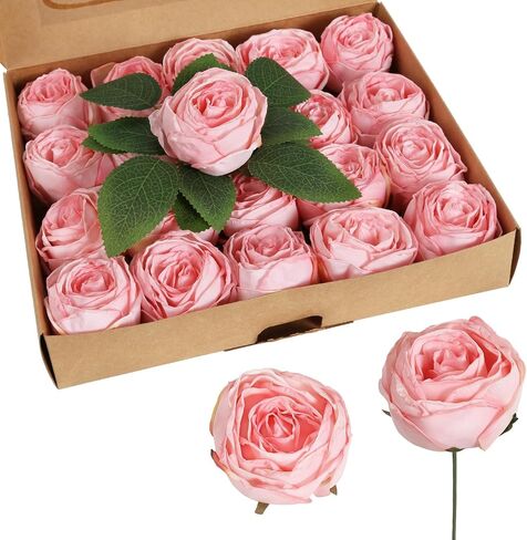 IPOPU Pink Flowers Silk Rose Heads 25PCS Pink Fake Roses Artificial Flowers Real Touch Pink Roses for Wall Decoration Fake Flowers Bouquet Silk Roses Flower Heads Bulk for Wedding Centerpieces (Pink) in Saudi Arabia