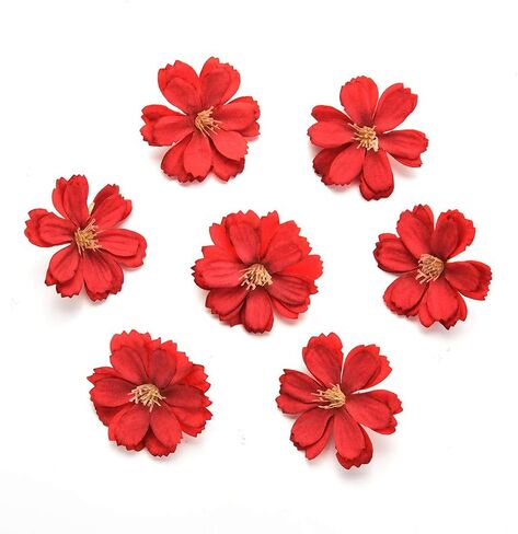 رؤوس زهور وهمية بالجملة للحرف اليدوية الصغيرة زهور حرير صناعية رأس الفاوانيا ديزي ديكور زهرة DIY للمنزل وحفلات الزفاف والسيارة وديكور الزهور المزيفة 50 قطعة 4 سم (ملونة) in Kuwait