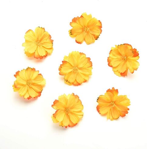 رؤوس زهور وهمية بالجملة للحرف اليدوية الصغيرة زهور حرير صناعية رأس الفاوانيا ديزي ديكور زهرة DIY للمنزل وحفلات الزفاف والسيارة وديكور الزهور المزيفة 50 قطعة 4 سم (ملونة) in Kuwait