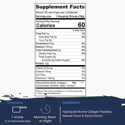 Bone Broth Athletic Performance Collagen Natural Vanilla (1 Lbs. / 30 Servings) in Kuwait