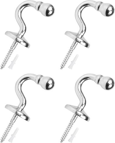 METALLIXITY Curtain Tieback Hooks (65mm/2.56") 4Pcs, Stainless Steel Wall Mounted Curtain Holdback Tassel Holder - for Home Curtains Drapery, Silver Tone in Saudi Arabia