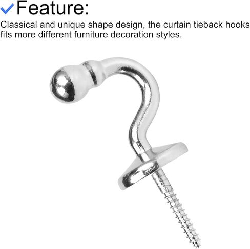 METALLIXITY Curtain Tieback Hooks (65mm/2.56") 4Pcs, Stainless Steel Wall Mounted Curtain Holdback Tassel Holder - for Home Curtains Drapery, Silver Tone in Saudi Arabia