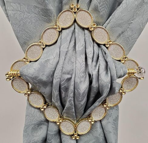 Van Wyck The Curtain Shop Decorative Holdback Set (Square Shimmer Color: Brass), Square Shimmer Brass in Kuwait