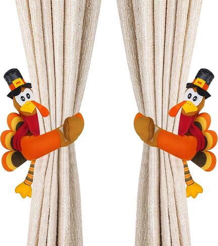 قطعتان من زخارف ستائر عيد الشكر التركية - ستائر تركيا ذات رباط خلفي حامل مشبك تثبيت للمنزل وغرفة المعيشة وغرفة النوم وديكور النوافذ in Kuwait