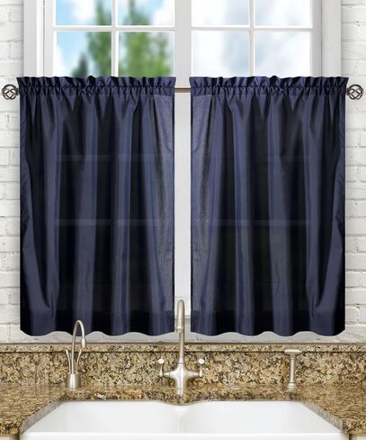 ستائر Ellis Curtain Stacey ذات طبقات شفافة، مقاس 56 بوصة × 30 بوصة، أزرق داكن in Kuwait