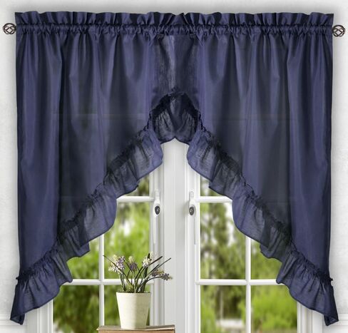 ستائر Ellis Curtain Stacey ذات طبقات شفافة، مقاس 56 بوصة × 30 بوصة، أزرق داكن in Kuwait