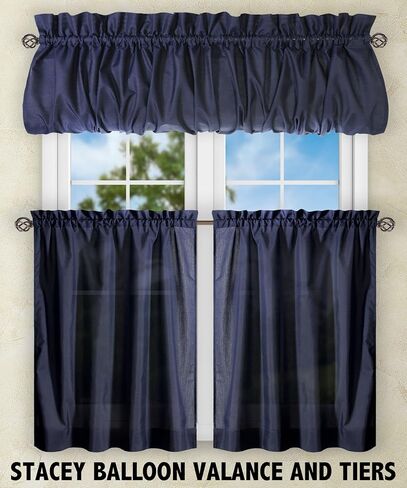 ستائر Ellis Curtain Stacey ذات طبقات شفافة، مقاس 56 بوصة × 30 بوصة، أزرق داكن in Kuwait